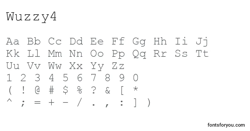Schriftart Wuzzy4 – Alphabet, Zahlen, spezielle Symbole