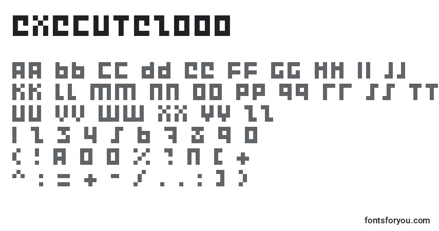 Czcionka Execute2000 – alfabet, cyfry, specjalne znaki