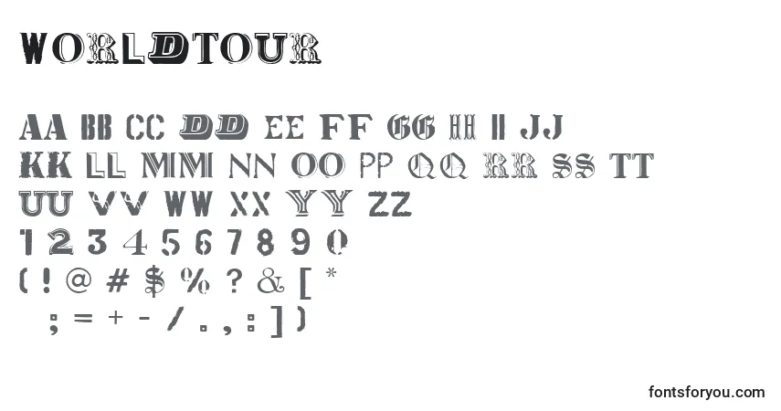 A fonte Worldtour (51944) – alfabeto, números, caracteres especiais