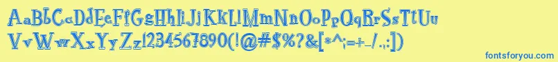 Czcionka RocknrollTypoCollege – niebieskie czcionki na żółtym tle