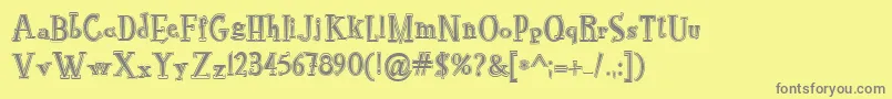 Czcionka RocknrollTypoCollege – szare czcionki na żółtym tle