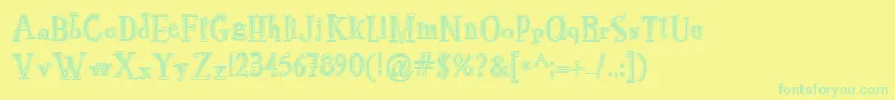 RocknrollTypoCollege-Schriftart – Grüne Schriften auf gelbem Hintergrund