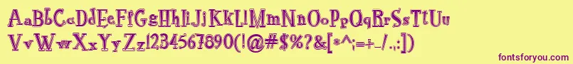 RocknrollTypoCollege Font – Purple Fonts on Yellow Background