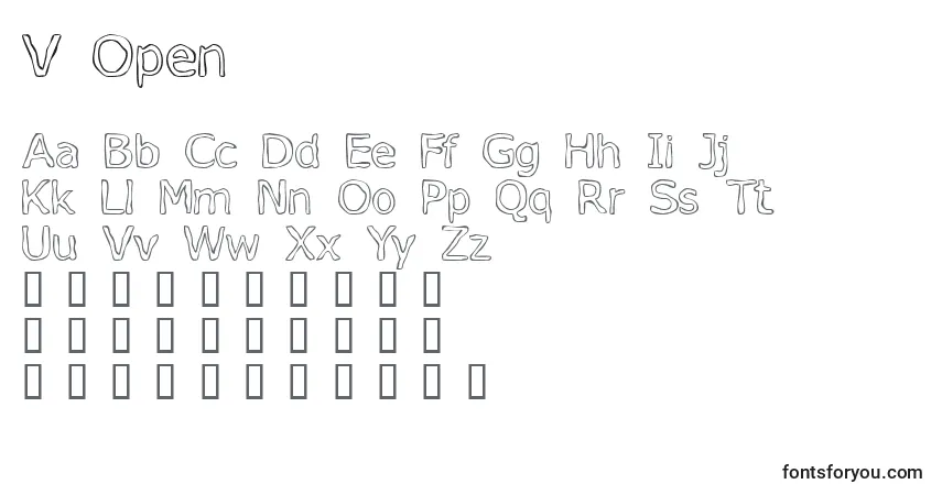 Schriftart V Open  – Alphabet, Zahlen, spezielle Symbole