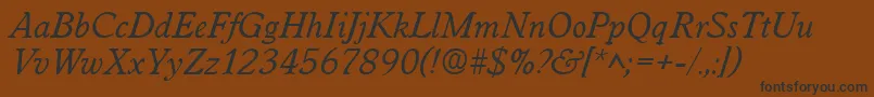 WorcesterItalic-Schriftart – Schwarze Schriften auf braunem Hintergrund