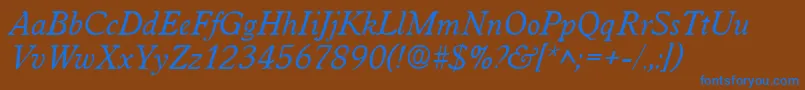WorcesterItalic Font – Blue Fonts on Brown Background