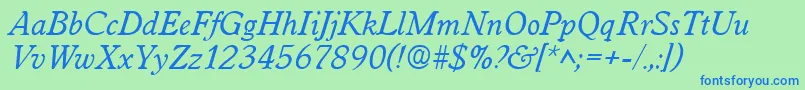 WorcesterItalic Font – Blue Fonts on Green Background