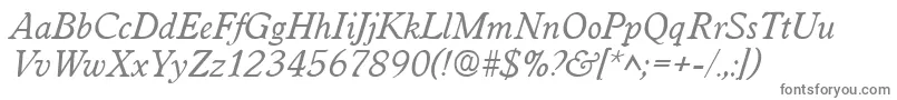 WorcesterItalic-fontti – harmaat kirjasimet valkoisella taustalla