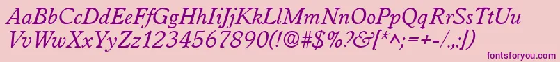 WorcesterItalic-Schriftart – Violette Schriften auf rosa Hintergrund