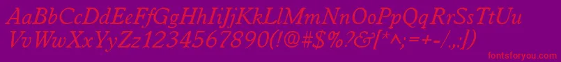 WorcesterItalic Font – Red Fonts on Purple Background