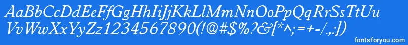 WorcesterItalic-Schriftart – Weiße Schriften auf blauem Hintergrund