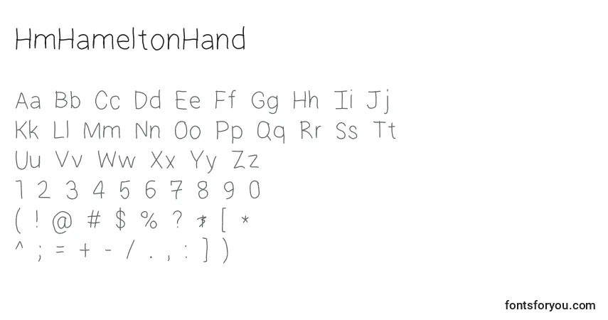 HmHameltonHand-fontti – aakkoset, numerot, erikoismerkit