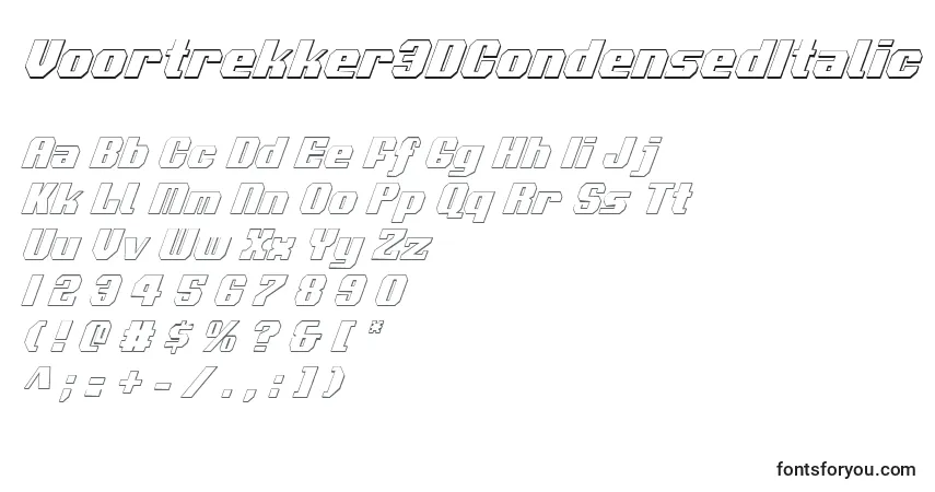 Voortrekker3DCondensedItalic font – alphabet, numbers, special characters