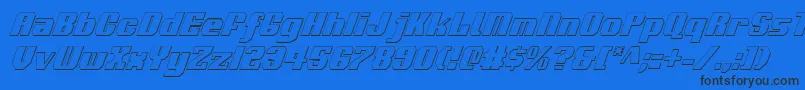 Voortrekker3DCondensedItalic Font – Black Fonts on Blue Background