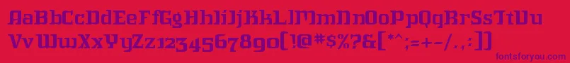 Intruder-Schriftart – Violette Schriften auf rotem Hintergrund