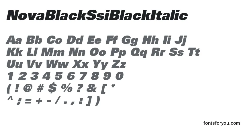 Шрифт NovaBlackSsiBlackItalic – алфавит, цифры, специальные символы