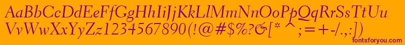 Transitional521CursiveBt Font – Purple Fonts on Orange Background