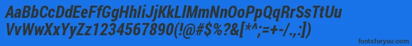 Robotocondensed Bolditalic-Schriftart – Schwarze Schriften auf blauem Hintergrund