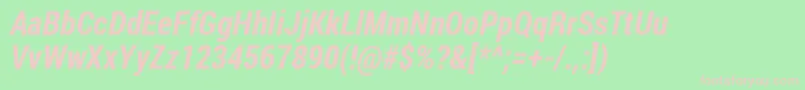フォントRobotocondensed Bolditalic – 緑の背景にピンクのフォント