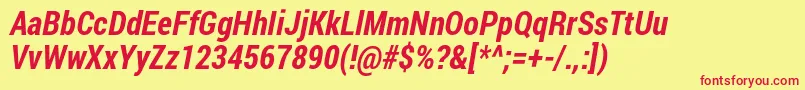 Robotocondensed Bolditalic Font – Red Fonts on Yellow Background