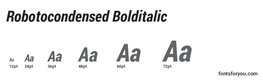 Размеры шрифта Robotocondensed Bolditalic