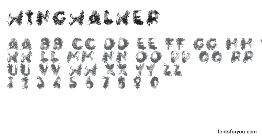 Schriftart Wingwalker – Alphabet, Zahlen, spezielle Symbole