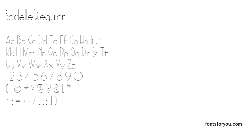 A fonte SadelleRegular – alfabeto, números, caracteres especiais