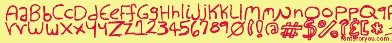 HollowHills Font – Red Fonts on Yellow Background