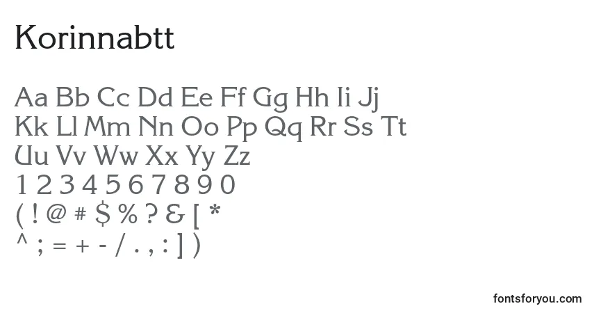 Шрифт Korinnabtt – алфавит, цифры, специальные символы