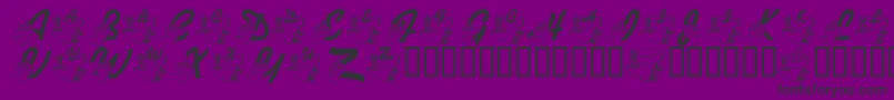 LmsHeFilledBothStockings-Schriftart – Schwarze Schriften auf violettem Hintergrund