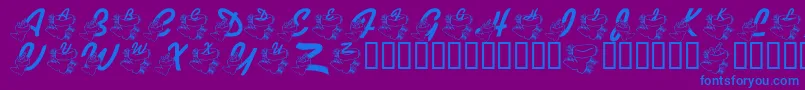 LmsHeFilledBothStockings Font – Blue Fonts on Purple Background