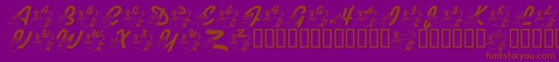 LmsHeFilledBothStockings Font – Brown Fonts on Purple Background