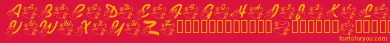 Fonte LmsHeFilledBothStockings – fontes laranjas em um fundo vermelho