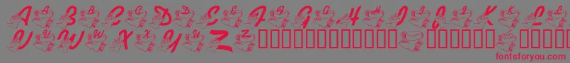 フォントLmsHeFilledBothStockings – 赤い文字の灰色の背景