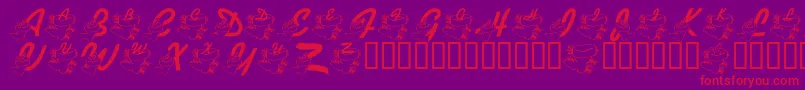 LmsHeFilledBothStockings-Schriftart – Rote Schriften auf violettem Hintergrund