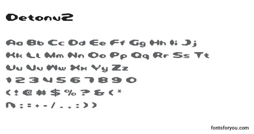 Czcionka Detonv2 – alfabet, cyfry, specjalne znaki