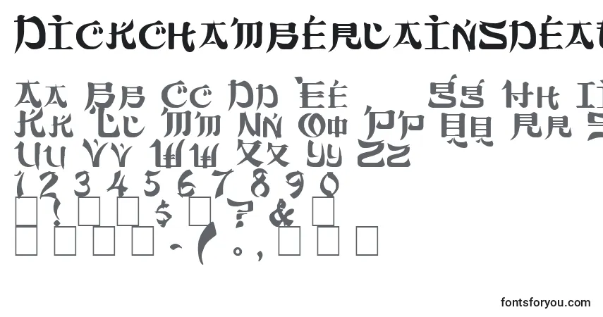 Dickchamberlainsdeathf Font – alphabet, numbers, special characters
