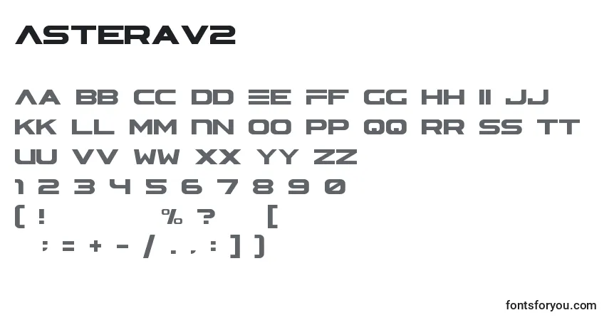 A fonte AsteraV2 – alfabeto, números, caracteres especiais