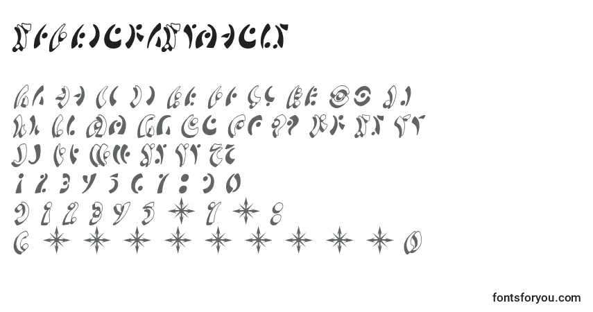 A fonte SfFedoraSymbols – alfabeto, números, caracteres especiais