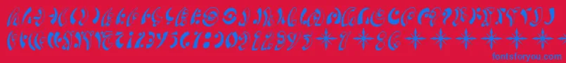 SfFedoraSymbols-Schriftart – Blaue Schriften auf rotem Hintergrund