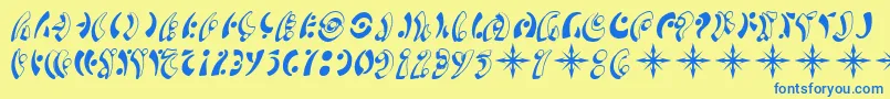 フォントSfFedoraSymbols – 青い文字が黄色の背景にあります。