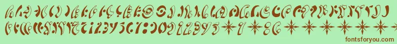 SfFedoraSymbols-Schriftart – Braune Schriften auf grünem Hintergrund