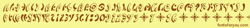 フォントSfFedoraSymbols – 茶色の文字が黄色の背景にあります。