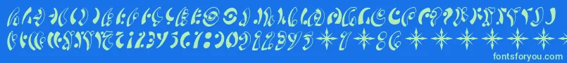 SfFedoraSymbols Font – Green Fonts on Blue Background