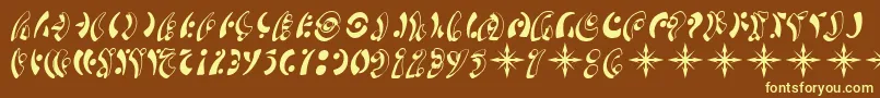 SfFedoraSymbols-fontti – keltaiset fontit ruskealla taustalla