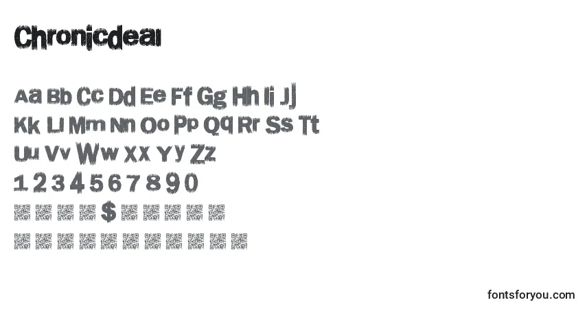 Czcionka Chronicdeal – alfabet, cyfry, specjalne znaki