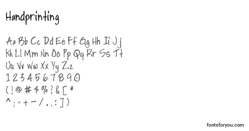 A fonte Handprinting – alfabeto, números, caracteres especiais