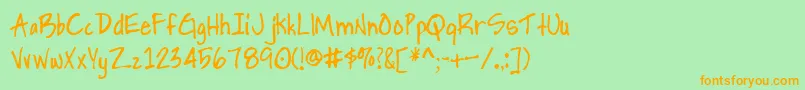 Handprinting Font – Orange Fonts on Green Background