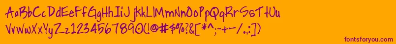 Handprinting Font – Purple Fonts on Orange Background