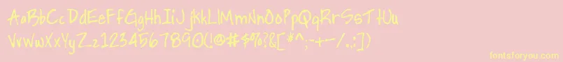 Handprinting Font – Yellow Fonts on Pink Background